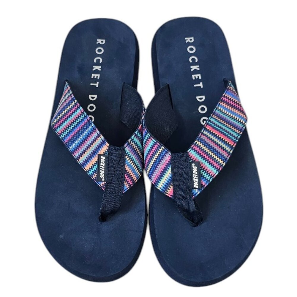 Rocket Dog Womens Adios Stark Flip Flops Size 11 Blue Thongs Slip On Sandals